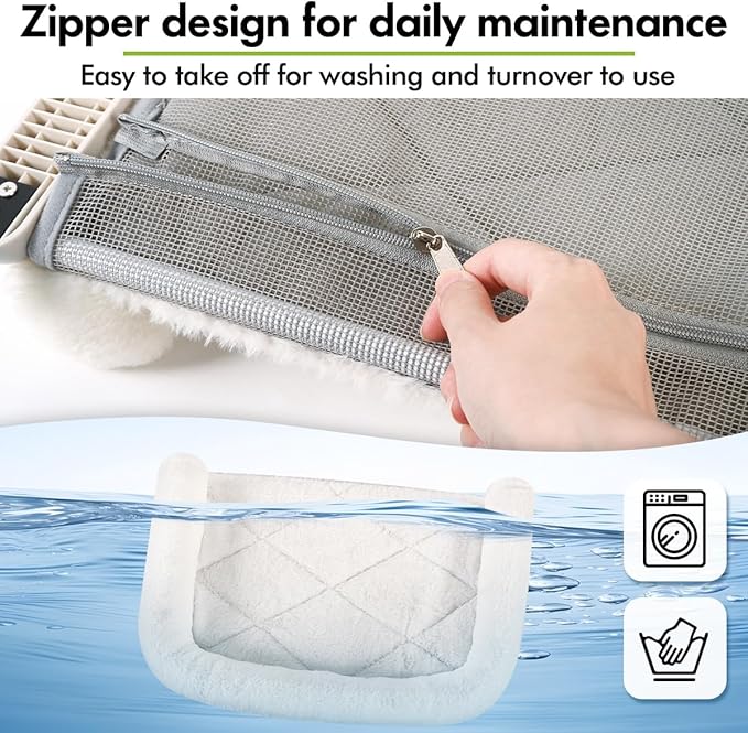 Cat Window Sill Perch with Large Bolster, Easy to Adjust & Assemble Cat Window Seat for Windowsill & Bedside, Pet Hammock Bed for Large Cats and Kittens (White, L)