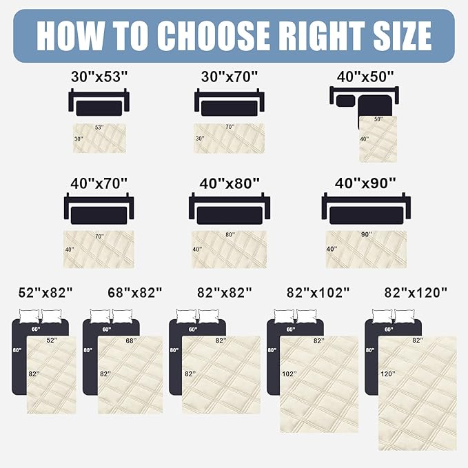 Smiry Waterproof Dog Bed Cover Blanket 30x70, Soft Reversible Pet Blanket, Washable Leakproof Cats Dogs Couch Cover for Sofa, Couch, Furniture, Lattice, Beige/Beige