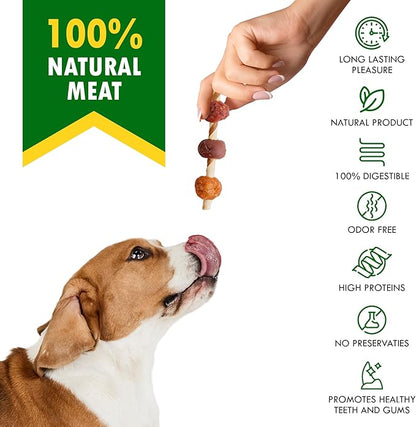 Dog Treats Rawhide Kabobs with Duck & Chicken Human Grade Meat 11 Oz - All Natural & Dried Snacks - Grain Free Long Lasting Chews for Large & Small Dogs - Best Sticks for Training (Pack of 2)