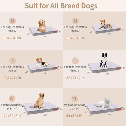 Orthopedic Dog Bed for Large and Medium Dogs, Egg Crate Foam, Waterproof, Washable Cover, Memory Foam Dog Crate pad, Perfect for Indoor or Outdoor Comfort Beige LGray 44 inch