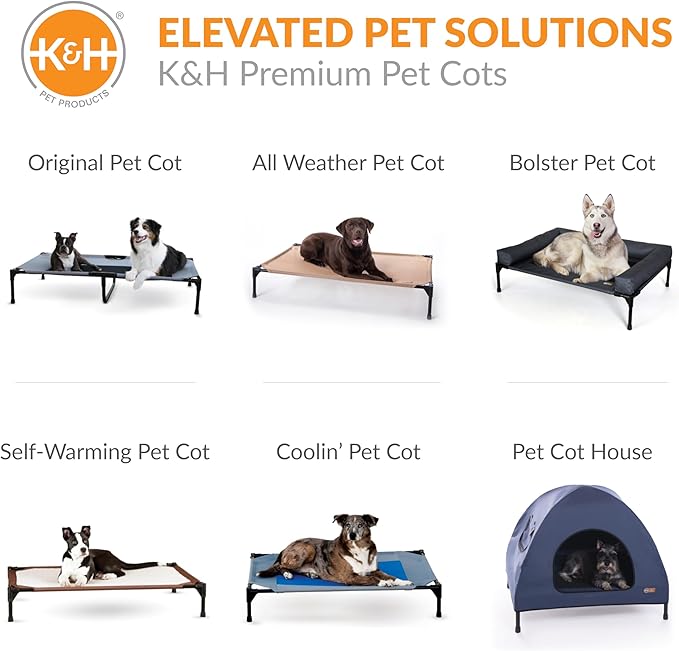 K&H Pet Products Outdoor Elevated Dog Cot, Cooling Raised Bed with Waterproof Breathable Mesh for Large Dogs, Portable Place Bed with Heavy-Duty Metal Frame, Oversized Hammock Style - Jumbo Tan