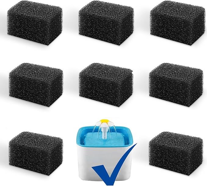 Cat Water Fountain Filters, Pack of 8 Cat Fountain Sponge Filter Pre-Filter Sponges for 84oz/2.5L Automatic Cat Fountain