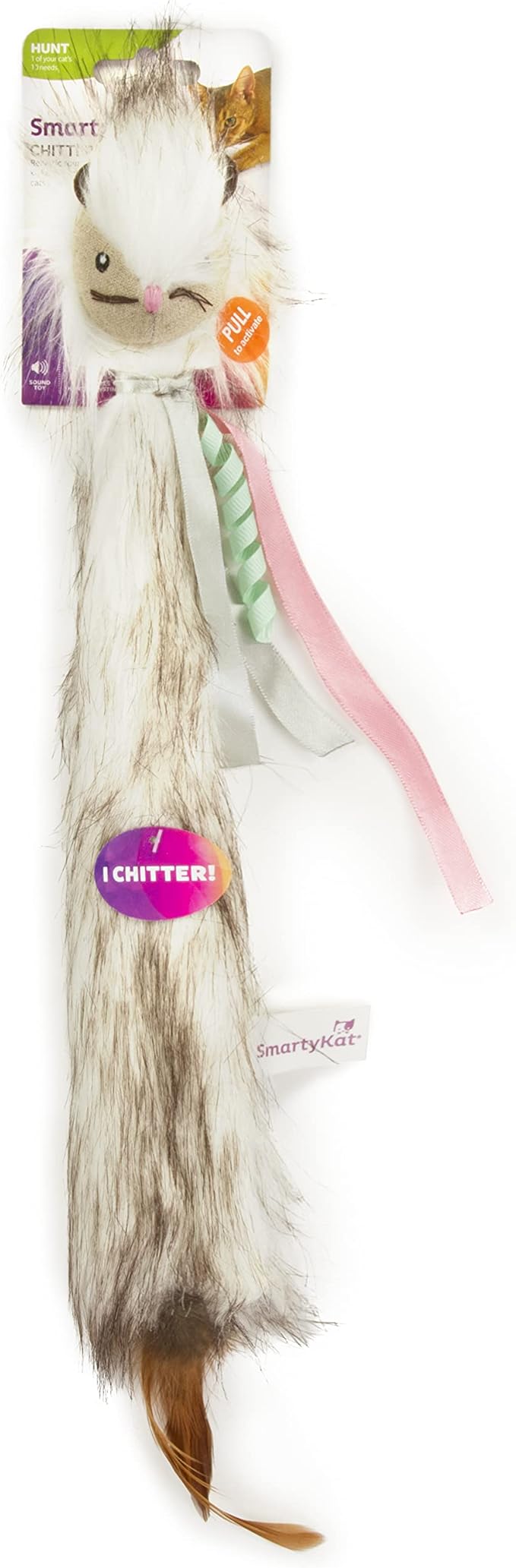 SmartyKat Chitter Critter Squirrel Electronic Sound Plush Kicker Cat Toy, Battery Powered - Gray, One Size (Pack of 2)