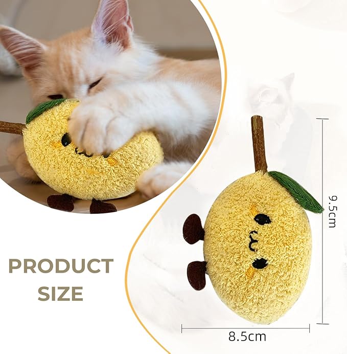 Durable and lnteractive Cat Teething Stick Toys: Chewing Stick, Grinding Teeth Rod, and chewable Cat Doll for Your Pet's Entertainment (Lemon Yellow)