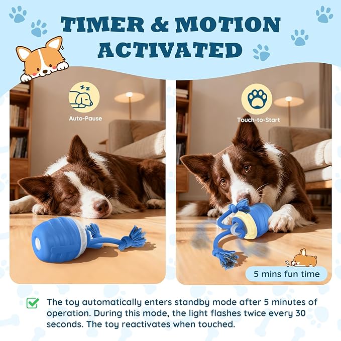 Interactive Dog Toys - 2025 Upgraded Motion Activated Balls for Medium/Large Dogs, Automatic Moving Dogs Toy Wicked Ball for Boredom, Interactive Dog Ball to Keep Them Busy(Blue)