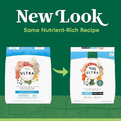 Nutro Ultra Adult Weight Management Dry Dog Food, Chicken, Lamb and Salmon Protein Trio, 30 lb. Bag
