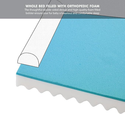 Friends Forever Orthopedic Dog Bed, Bolster Dog Bed with Memory Foam Pet Couch Sofa and Removable Washable Cover, Ally Navy, 42x32x7