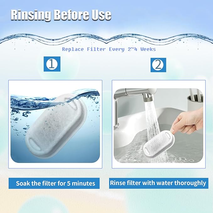 Cat Water Fountain Filter, 8 Pack Cat Fountain Filter Replacement for 108oz/3.2L & 74oz/2.2L Stainless Steel cat Water Dispenser, Pet Fountain Filters Replacement