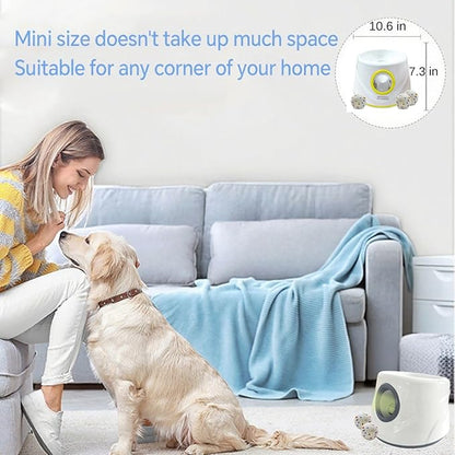 Automatic Ball Launcher for Dogs ，The Upgraded Ball Thrower Adjustable Distance 20-45ft Including 6 PCS 2.3-inch Sized Balls, Interactive Dog Toys Suitable for Small to Medium Sized Dogs