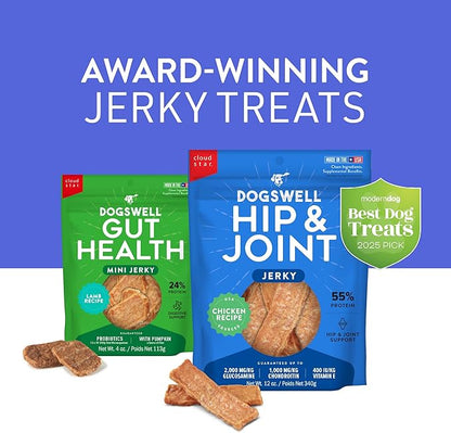 Dogswell Jerky Hip and Joint Dog Treats Grain Free Made in USA Only, Glucosamine and Chondroitin, 12 oz Chicken