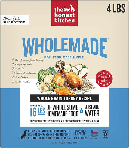 The Honest Kitchen Human Grade Wholemade™ Dehydrated Whole Grain Turkey Dog Food, 4 lb Box