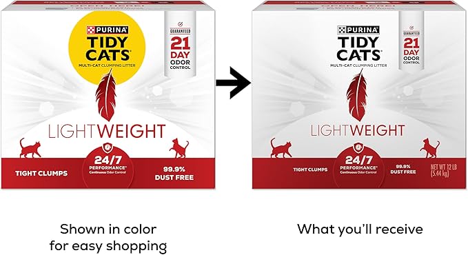 Purina Tidy Cats Lightweight, Low Dust, Clumping Cat Litter Odor Control 24/7 Performance Multi Cat Litter - 12 lb. Box