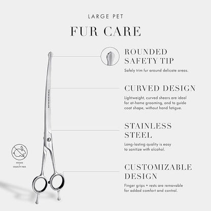 Tweezerman 9" Pet Grooming Scissors with Safety Round Tips, Professional Curved Grooming Shears for Medium to Large Dogs