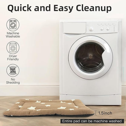 Mora Pets Dog Crate Pad Dog Kennel Bed Mat for Large Dogs Washable Cute Star Pet Bed for 36 inch Cage Ultra Soft Flat Puppy Cat Cushion for Cozy Sleeping Anti-Slip Brown 36 x 23