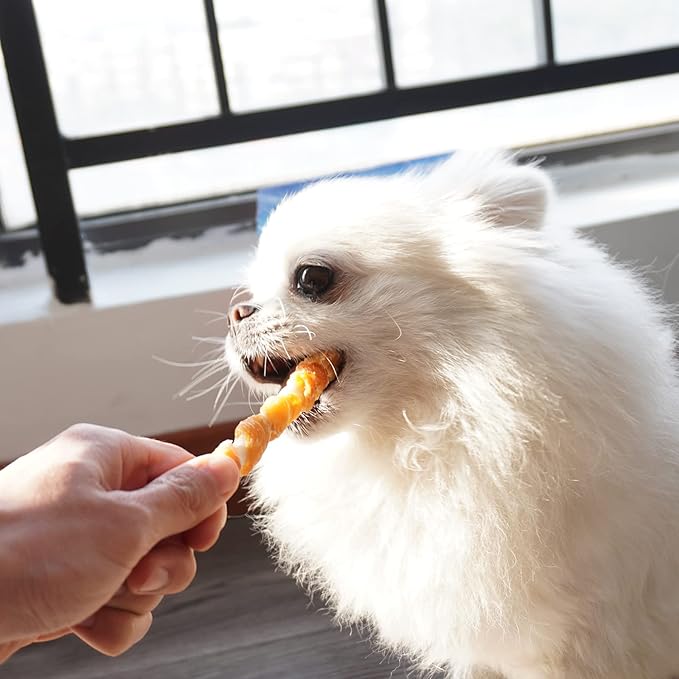 MON2SUN Dog Treats, 5 Inch Rawhide Twist Chicken Hide Sticks, Suitable for Puppy and Small Dogs, 5 Inch (Chicken, Pack of 75)