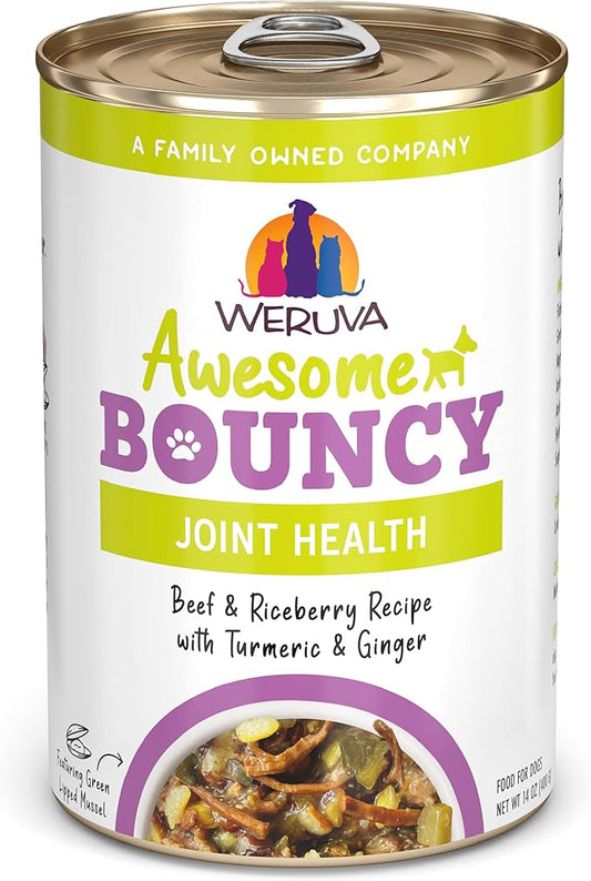 Weruva Awesome Bouncy Wet Dog Food, Beef & Brown Rice, 14oz Can (Pack of 10)