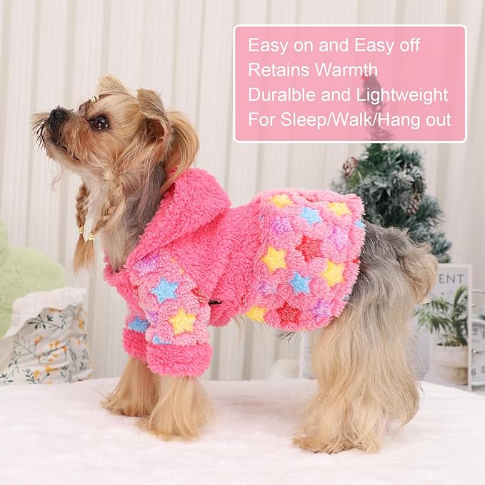 Yikeyo Dog Sweater Dress for Small Dogs Girl Boy, Cute Warm Fleece Dog Hooded Sweaters, Soft Puppy Clothes,Extra Warm Fall Winter Pet Clothes Birthday Dresses Holiday Outfits(Rose Pink,XS)