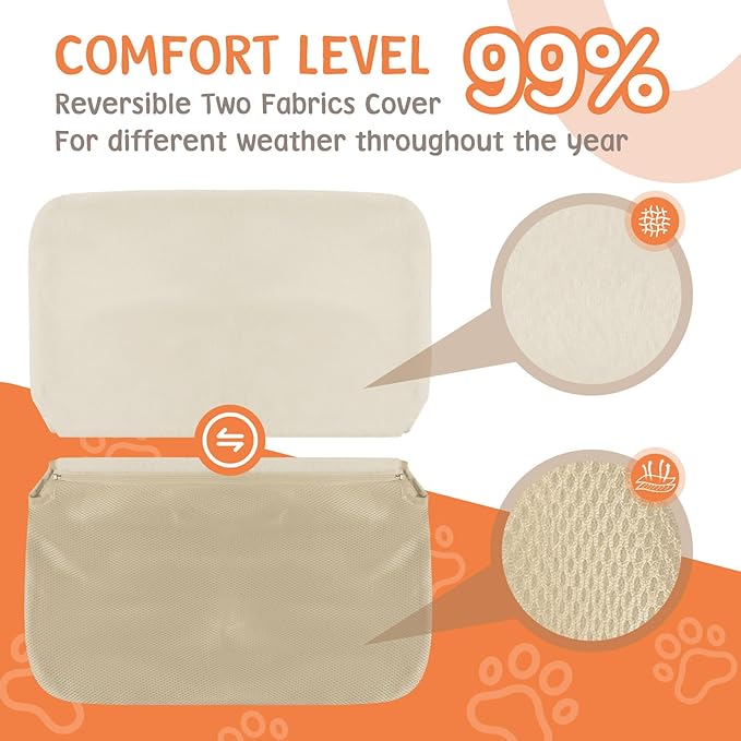 2 Pack Cat Window Perch,Cat Window Hammock Cordless Foldable Window Bed with 4 Large Strong Suction Cup,Reversible Cushion Cover,Metal Frame Easy to Adjust Window Seat Holds up to 40lbs(Beige，M)