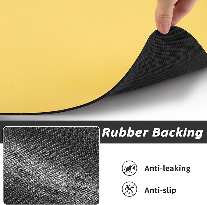 Pet Feeding Mat - Absorbent Dog Mat for Food and Water, No Stains Cat Bowl Mat, Easy to Clean Pet Placemats, Quick Dry Dog Water Dispenser Mat for Messy Drinkers | Paw Yellow 16"x 24"