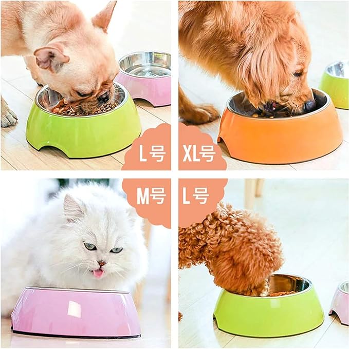 Pet Bowls Stainless Steel Dog Cat Pet Bowl Universal Pet Water and Food Bowls 4 Sizes and 5 Colors Available (S, Green)