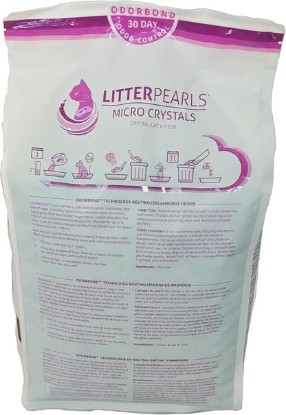 Litter Pearls Micro Crystals Unscented Non-Clumping Crystal Cat Litter with Odorbond, 10.5 Pounds