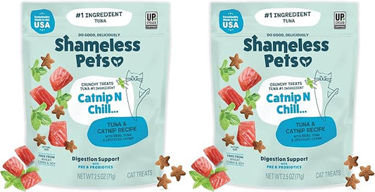 Shameless Pets Crunchy Cat Treats - Catnip Treats for Cats with Digestive Support, Kitten Treats with Real Ingredients, Natural & Healthy Flavored Feline Snacks - Fintastic Catnip, 1-Pk (Pack of 2)