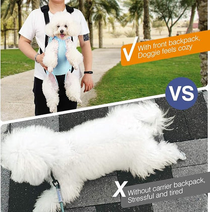 Pawaboo Pet Carrier Backpack, Adjustable Pet Front Cat Dog Carrier Backpack Travel Bag, Legs Out, Easy-Fit for Traveling Hiking Camping for Small Medium Dogs Cats Puppies, Medium, Blue