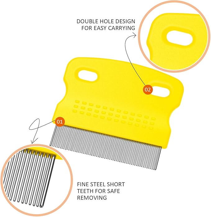 6 Pieces Pet Lice Combs Dog Grooming Flea Cat Tear Stain Comb for Removal Dandruff, Hair Stain, Nit(Pink, Green, Purple, Yellow)