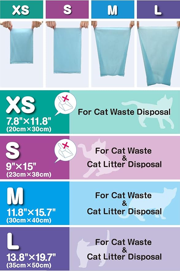 BOS Amazing Odor Sealing Cat Waste Disposal Bags - Durable and Unscented [Size: M, Color: Light blue] (90 count, Pack of 1) (90 Bags)