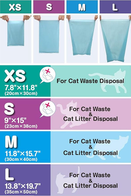 BOS Amazing Odor Sealing Cat Waste Disposal Bags - Durable and Unscented [Size: M, Color: Light blue] (90 count, Pack of 1) (90 Bags)