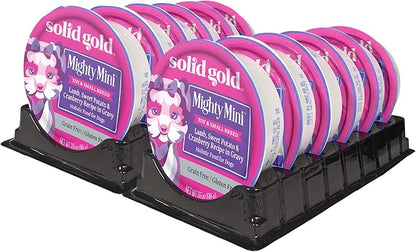 Solid Gold Wet Dog Food for Small Dogs - Grain Free Small Dog Food Wet Recipe w/Real Lamb, Superfoods & Vitamins for Gut Health & Immune Support - for Puppies, Adult & Senior Breeds - 12ct 3.5oz Cups