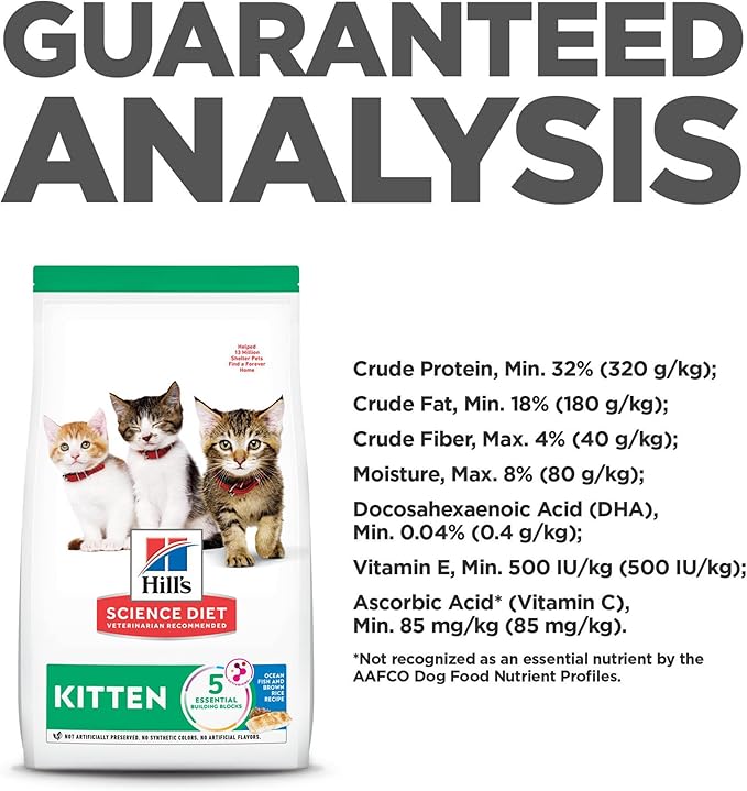 Hill's Science Diet Kitten, Kitten Premium Nutrition, Dry Cat Food, Ocean Fish & Brown Rice, 3.5 lb Bag