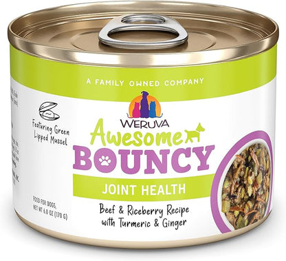 Weruva Awesome Bouncy Wet Dog Food, Beef & Brown Rice, 6oz Can (Pack of 8)