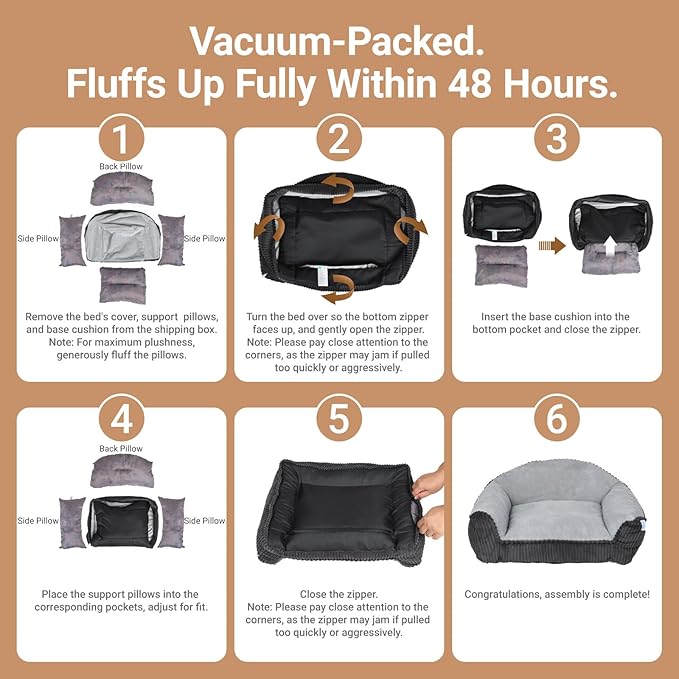 Cat Couch for Puppy, Kitten, and Small Pets - Soft Faux Rabbit Fur Pet Sofa with Washable Removable Cover, Non-Slip Fuzzy Plush Cushion, 36"x27"x11"