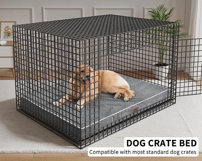 Orthopedic Dog Bed - Extra Large Dog Bed, Waterproof & Washable W/Removable Pet Bed Cover,Dog Beds Large W/Egg Crate Foam Support for Dogs Up to 115 lbs