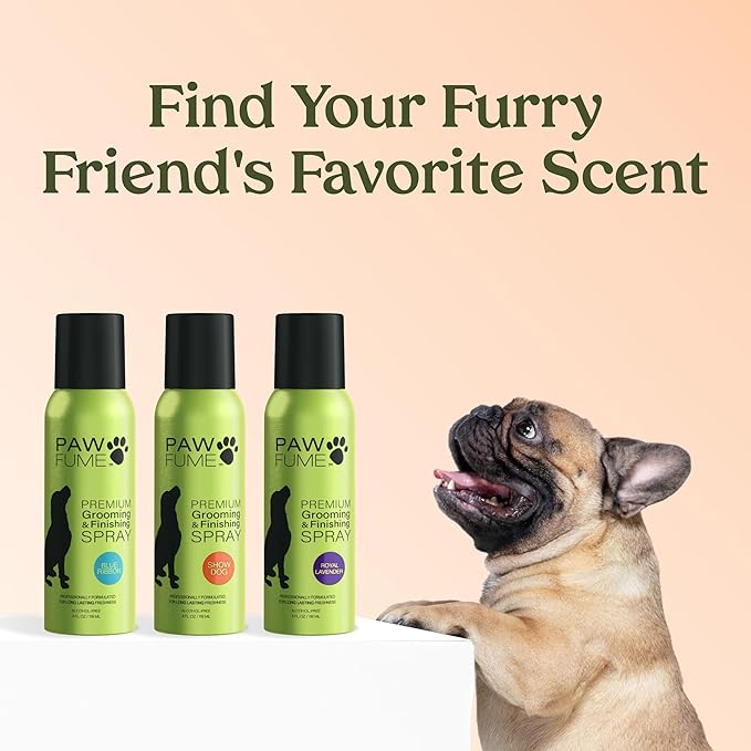 Paw Fume Dog Perfume Spray Long Lasting Scent for Grooming, Show Dog, 2-Pack – Keep Your Pup Fresh All Day – Hypoallergenic, Alcohol-Free, Detangling Formula – Moisturizing Pet Cologne Spray for Dogs