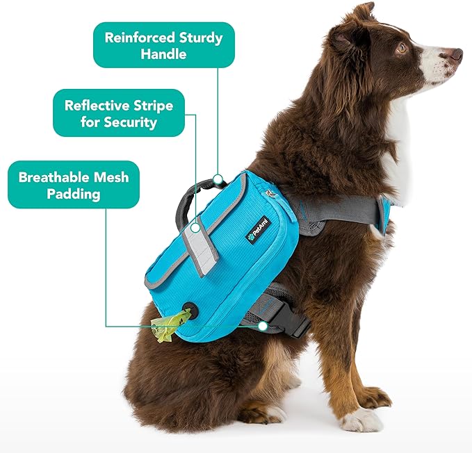 PetAmi Dog Backpack for Medium & Large Dogs, Saddle Bag for Dogs to Wear for Hiking, Pet Backpack Harness Dog Pack with Reflective Side Pockets for Walking Running