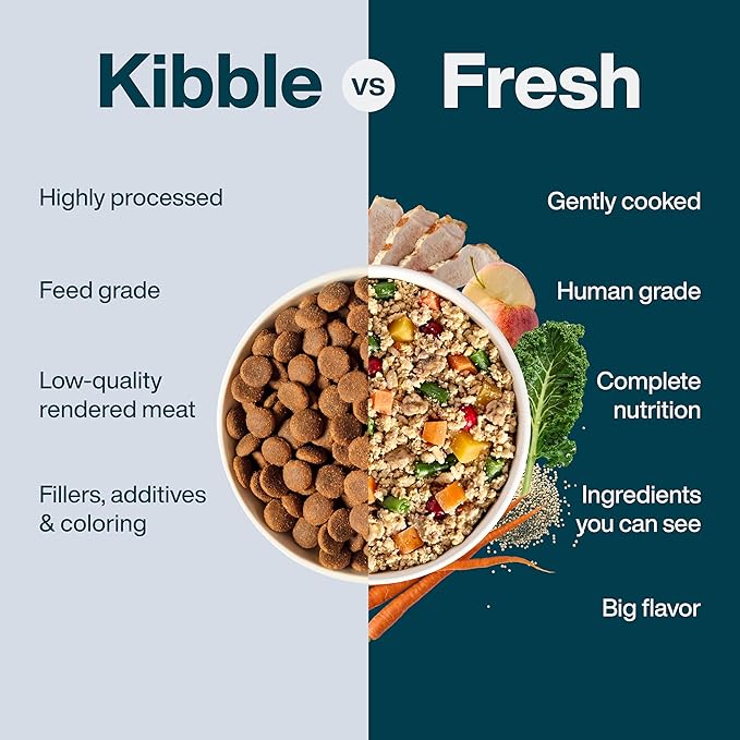 JustFoodForDogs JustFresh Wet Dog Food, Fresh Pet Meals and Toppers with No Preservatives, Resealable Package, Human Grade, Home-Cooked Pork, 12 oz - 7 Pack