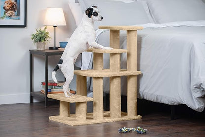 Furhaven Steady Paws Multi-Step Pet Stairs for High Beds & Sofas - Cream, 4-Step