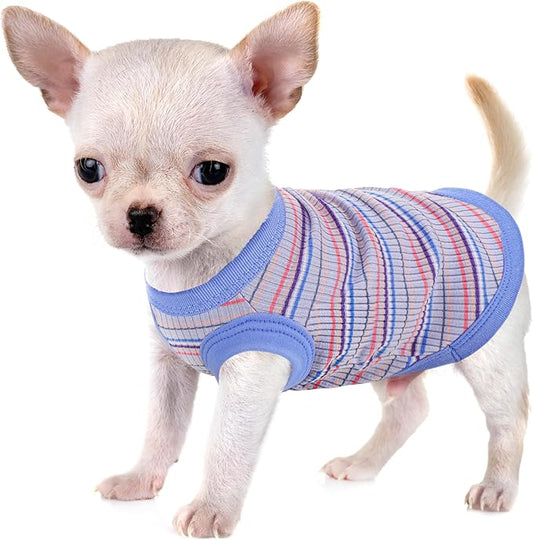 Elevate Your Pet's Comfort and Fashion: Premium 100% Cotton Rib Dog Shirt Vest for Small Breeds Like Chihuahuas, Yorkies, and Puppies .Year-Round Style with Tank-Style Puppy Attire Blue X-Large