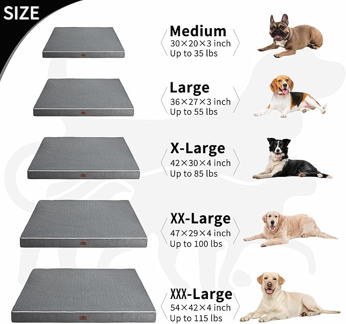 Orthopedic Dog Bed - Extra Large Dog Bed, Waterproof & Washable W/Removable Pet Bed Cover,Dog Beds Large W/Egg Crate Foam Support for Dogs Up to 115 lbs