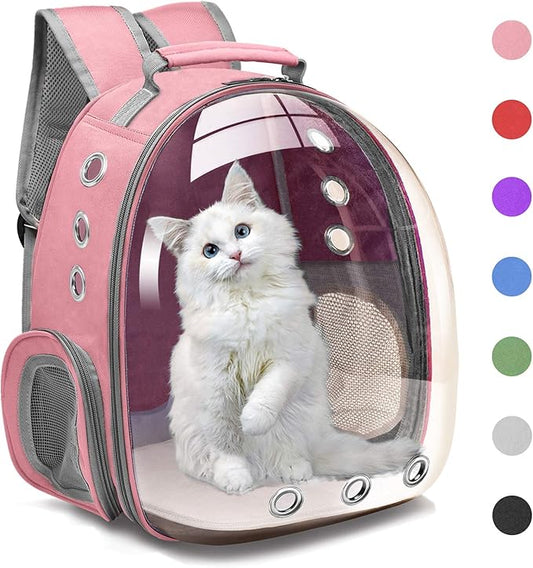 Cat Bubble Carrying Bag, Backpack Carrier for Small Medium Dogs Cats, Airline Approved Travel Space Capsule Pet Carrier Dog Hiking Backpack - Pink