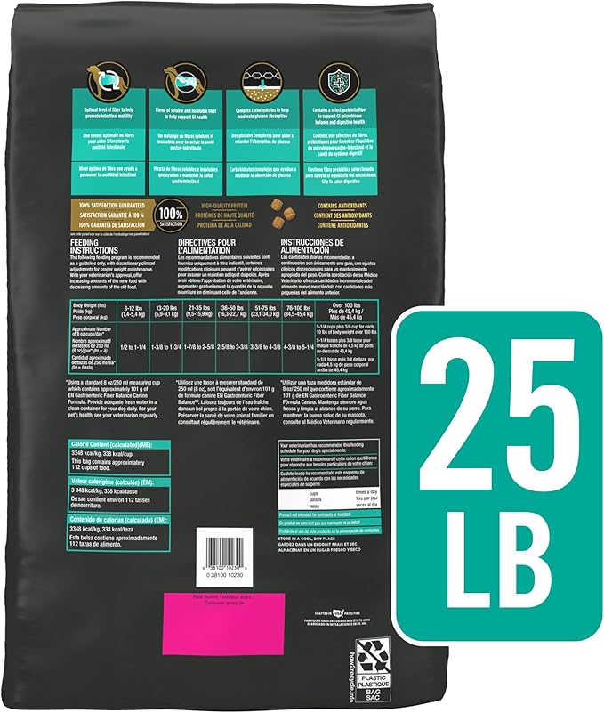 Pro Plan Veterinary Diets Purina EN Gastroenteric Fiber Balance Canine Formula Dog Food Dry - 25 lb. Bag