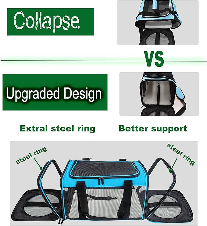 Soft-Sided Pet Carrier for Cats Small Dogs of 15 Lbs Medium Blue