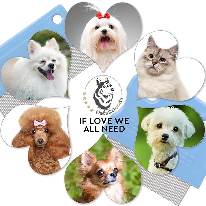 Pets&Goods Tear Stain Remover Comb Set for Dogs & Cats – Stainless Steel Eye Grooming Tool for Stains, Crust & Mucus – Gentle, Safe, Reusable – 2 Pack