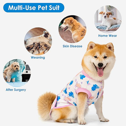 cyeollo Recovery Suit for Dogs Surgery Suit Female Spay Soft Breathable Pet Onesie Bodysuit Male Dog Neuter, Small Medium Dogs Surgical Recovery Shirt, Dinosaur, L