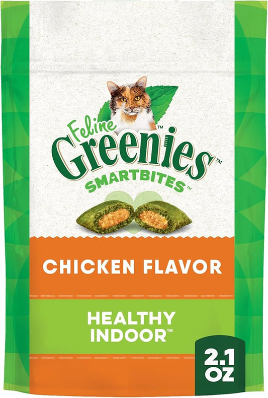 Greenies Feline Smartbites Healthy Indoor Cat Treats, Chicken Flavor, 2.1 oz. Pack