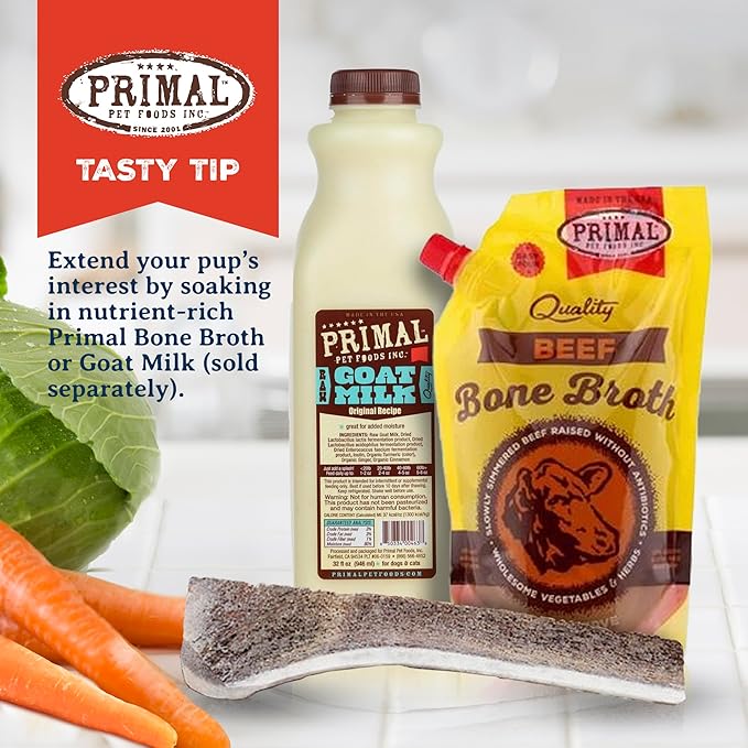 Primal Antlers for Dogs, Grade A Split Elk Antlers for Large Canines 30-45 lb, Natural Chews for Aggressive Chewers, Naturally Shed, Long Lasting Dog Bones, 1 ct