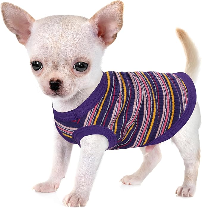 Elevate Your Pet's Comfort and Fashion: Premium 100% Cotton Rib Dog Shirt Vest for Small Breeds Like Chihuahuas, Yorkies, and Puppies .Year-Round Style with Tank-Style Puppy Attire Purple XX-Large