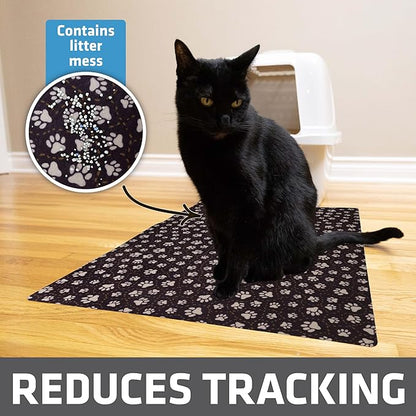 Drymate Original Cat Litter Mat, Contains Mess from Box, Protects Floors, Urine-Proof, Machine Washable, Soft on Kitty Paws, Absorbent, Waterproof (USA Made, Recycled Content) (20”x28”)(Paw Path Tan)